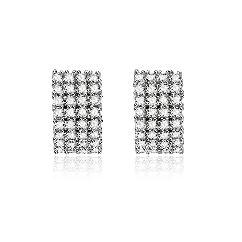Dazzling Clear CZ Cluster Huggie Earrings